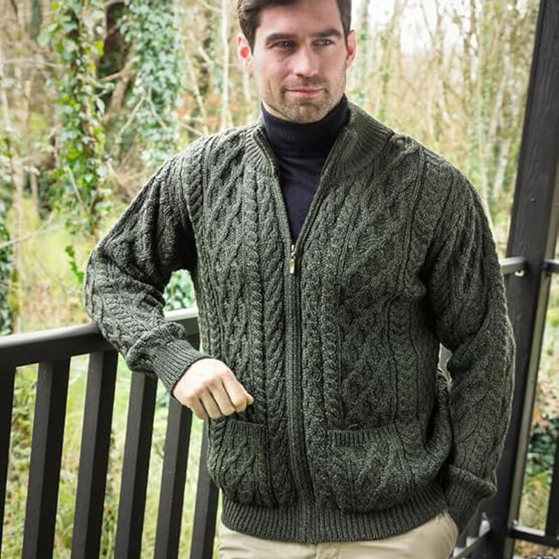 Men's Aran Full Zip Cardigan